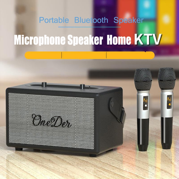 Oneder D7 Bluetooth Speaker Outdoor Karaoke Wireless Speakers With Two Mic(Cyan)