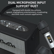 Oneder D7 Bluetooth Speaker Outdoor Karaoke Wireless Speakers With Two Mic(Brown)