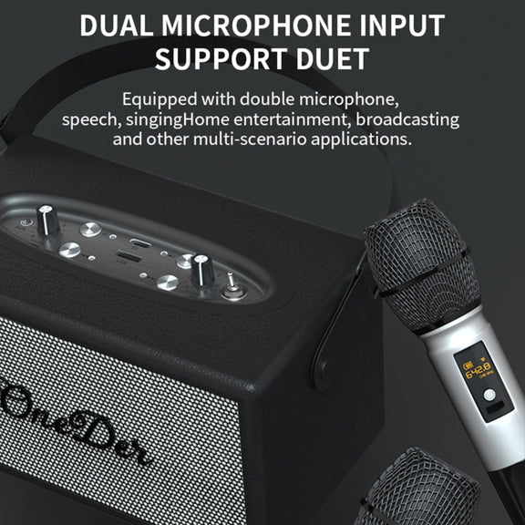 Oneder D7 Bluetooth Speaker Outdoor Karaoke Wireless Speakers With Two Mic(Cyan)