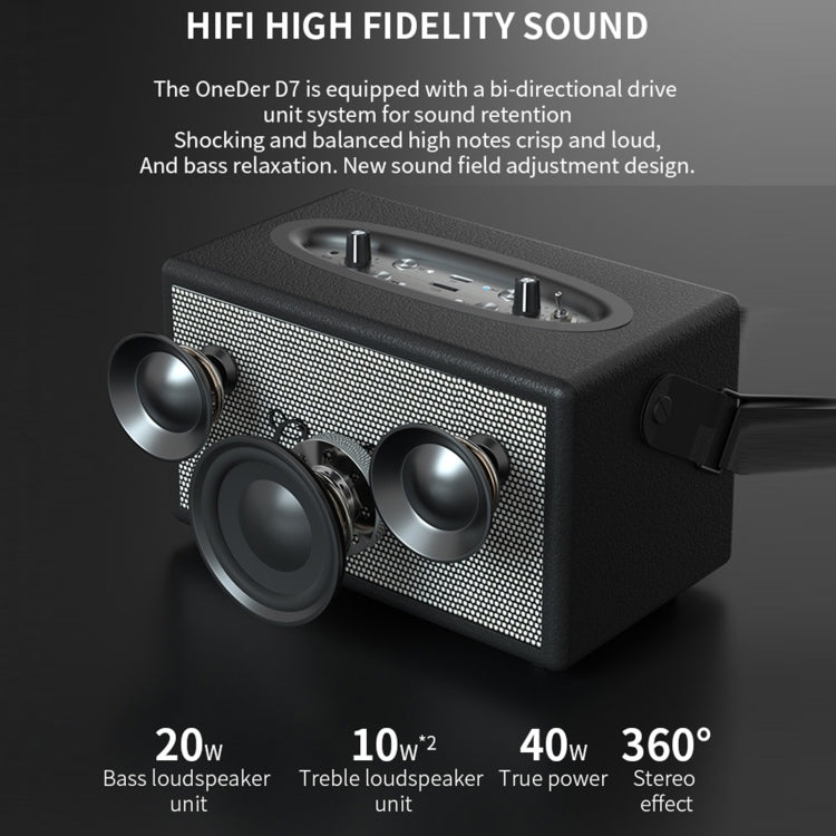 Oneder D7 Bluetooth Speaker Outdoor Karaoke Wireless Speakers With Two Mic(Brown)
