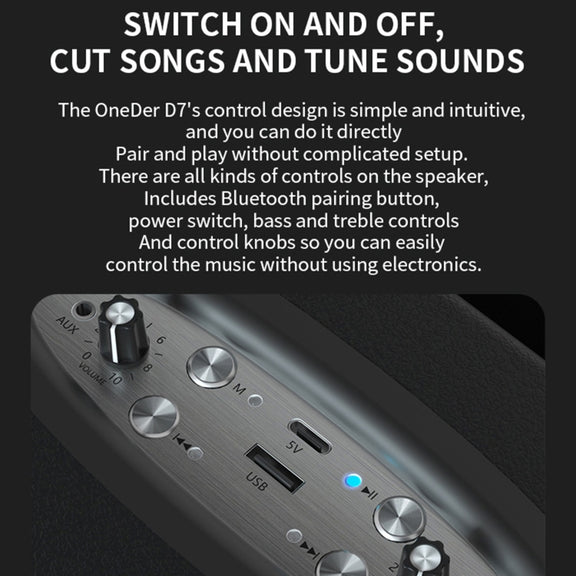 Oneder D7 Bluetooth Speaker Outdoor Karaoke Wireless Speakers With Two Mic(Cyan)