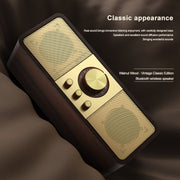 OneDer JY82 Wooden Retro Styling Wireless Speaker HIFI Classic FM Radio Support TF / U-Disk / AUX(Leather Green)