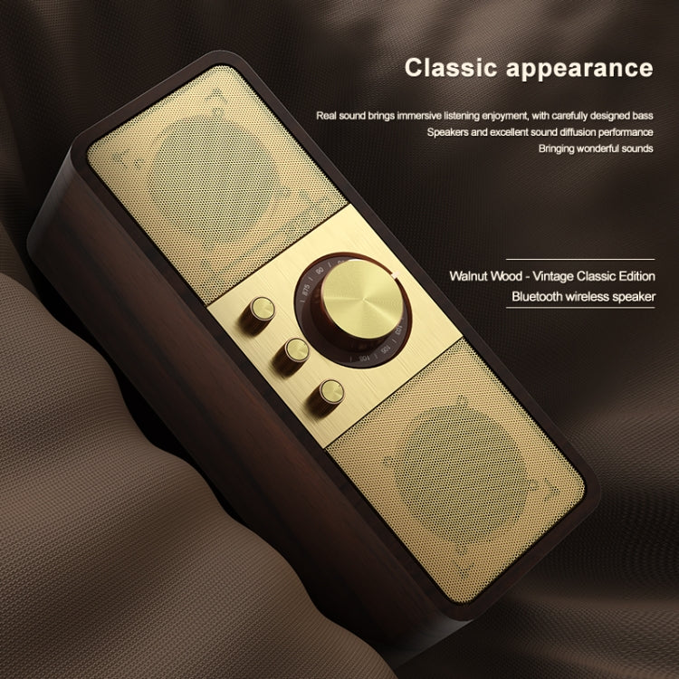 OneDer JY82 Wooden Retro Styling Wireless Speaker HIFI Classic FM Radio Support TF / U-Disk / AUX(Leather Green)