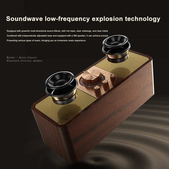 OneDer JY82 Wooden Retro Styling Wireless Speaker HIFI Classic FM Radio Support TF / U-Disk / AUX(Leather Green)