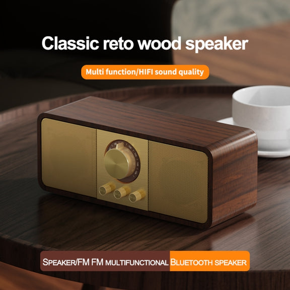 OneDer JY82 Wooden Retro Styling Wireless Speaker HIFI Classic FM Radio Support TF / U-Disk / AUX(Leather Green)