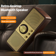 OneDer JY82 Wooden Retro Styling Wireless Speaker HIFI Classic FM Radio Support TF / U-Disk / AUX(Walnut Wood)