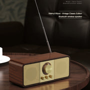 OneDer JY82 Wooden Retro Styling Wireless Speaker HIFI Classic FM Radio Support TF / U-Disk / AUX(Walnut Wood)