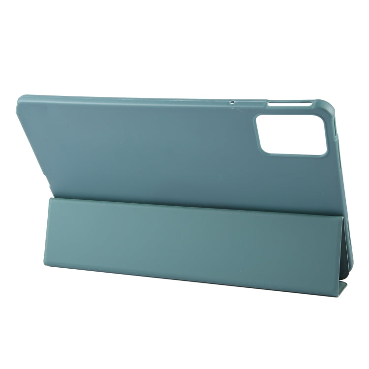 For Lenovo Tab M11/ Xiaoxin Pad 11 2024 Tri-fold Silicone Leather Tablet Case(Dark Green) - Lenovo by PMC Jewellery | Online Shopping South Africa | PMC Jewellery | Buy Now Pay Later Mobicred