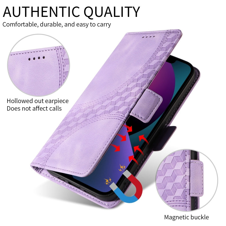For iPhone 16 Embossed Rhombus Starry Leather Phone Case(Purple) - free shipping - PMC TechLife - Order now!