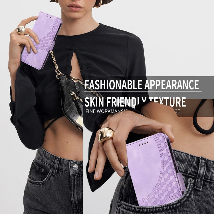 For iPhone 16 Embossed Rhombus Starry Leather Phone Case(Purple) - free shipping - PMC TechLife - Order now!