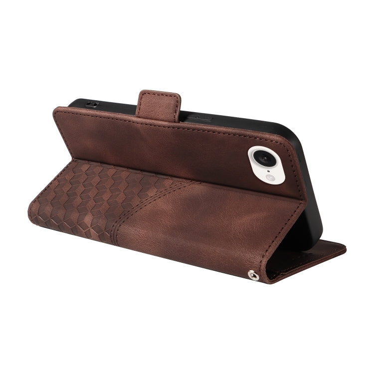 For iPhone SE 2024 Embossed Rhombus Starry Leather Phone Case(Brown) - free shipping - PMC TechLife - Order now!