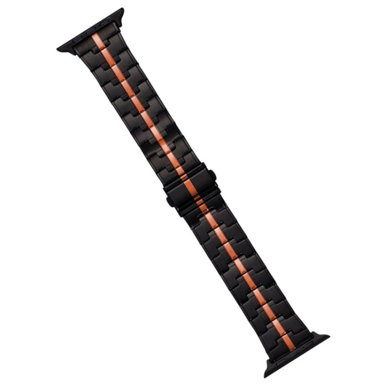 For Apple Watch Series 4 40mm Stainless Steel Watch Band(Black Orange) - Watch Bands by PMC TechLife | Online Shopping South Africa | PMC TechLife