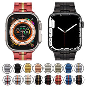 For Apple Watch 42mm Stainless Steel Watch Band(Black Red)