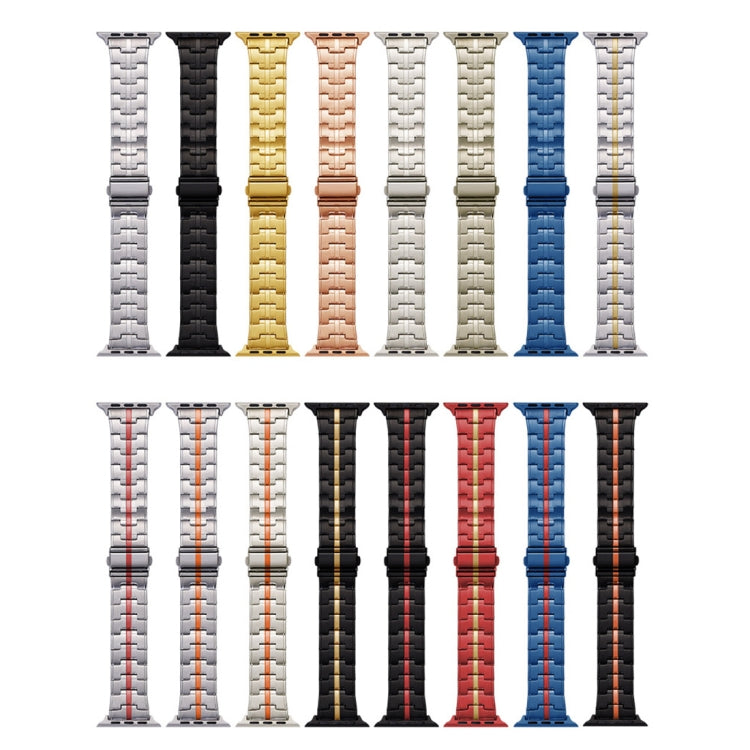 For Apple Watch Series 4 40mm Stainless Steel Watch Band(Black Gold)