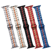 For Apple Watch 42mm Stainless Steel Watch Band(Black Red)