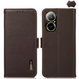 For Realme C67 4G KHAZNEH Side-Magnetic Litchi Genuine Leather RFID Phone Case(Brown) - Realme Cases by PMC TechLife | Online Shopping South Africa | PMC TechLife | Buy Now Pay Later Mobicred