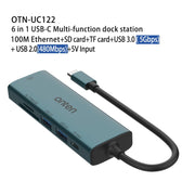 Onten UC122 6 in 1 USB-C / Type-C to SD + TF Card + USB 3.0 HUB with 5V Input & 100Mbps Network Card