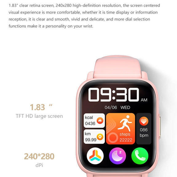 DM60+ 1.83 inch BT5.2 Smart Sport Watch, Support Bluetooth Call / Sleep / Blood Sugar / Blood Oxygen / Temperature / Heart Rate / Blood Pressure Health Monitor(Purple)