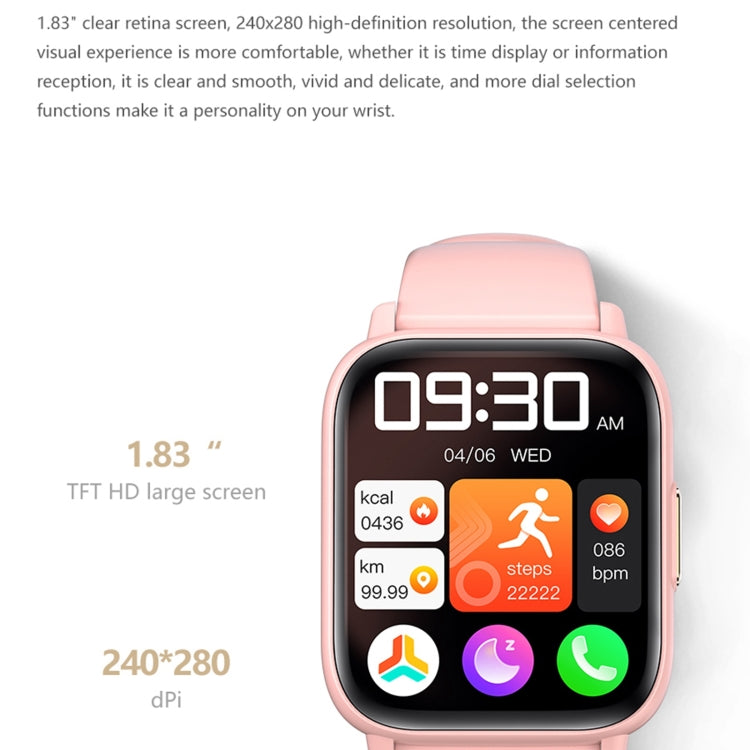 DM60+ 1.83 inch BT5.2 Smart Sport Watch, Support Bluetooth Call / Sleep / Blood Sugar / Blood Oxygen / Temperature / Heart Rate / Blood Pressure Health Monitor(Purple)