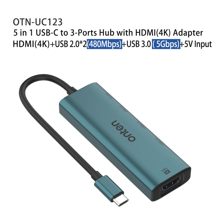 Onten UC123 5 in 1 USB-C / Type-C to HDMI + USB3.0 HUB Docking Station with 5V Input - free shipping - PMC Jewellery - Order now!