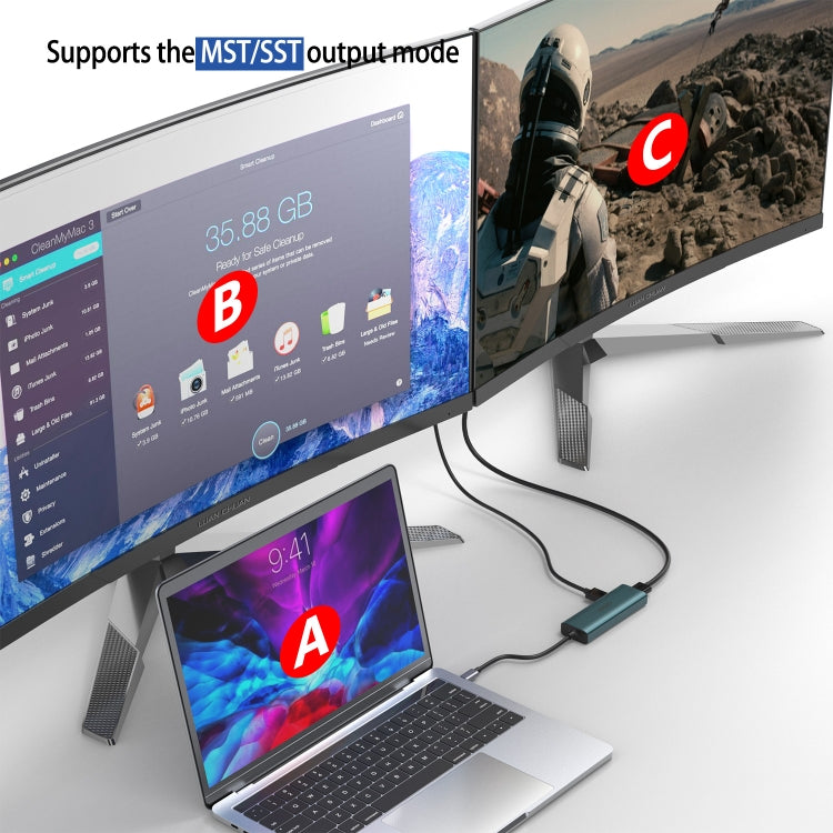 Onten UC126 5 in 1 USB-C / Type-C to Dual HDM I+ USB2.0 + PD3.0 Multi-function HUB Docking Station - free shipping - PMC Jewellery - Order now!