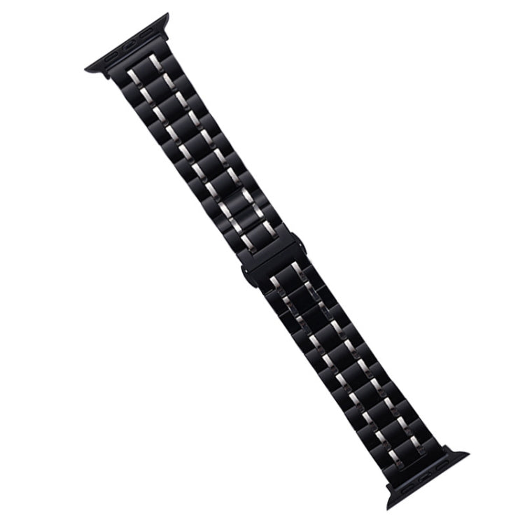 For Apple Watch SE 2023 40mm Five-Beads Stainless Steel Watch Band(Black Silver) - Watch Bands by PMC TechLife | Online Shopping South Africa | PMC TechLife