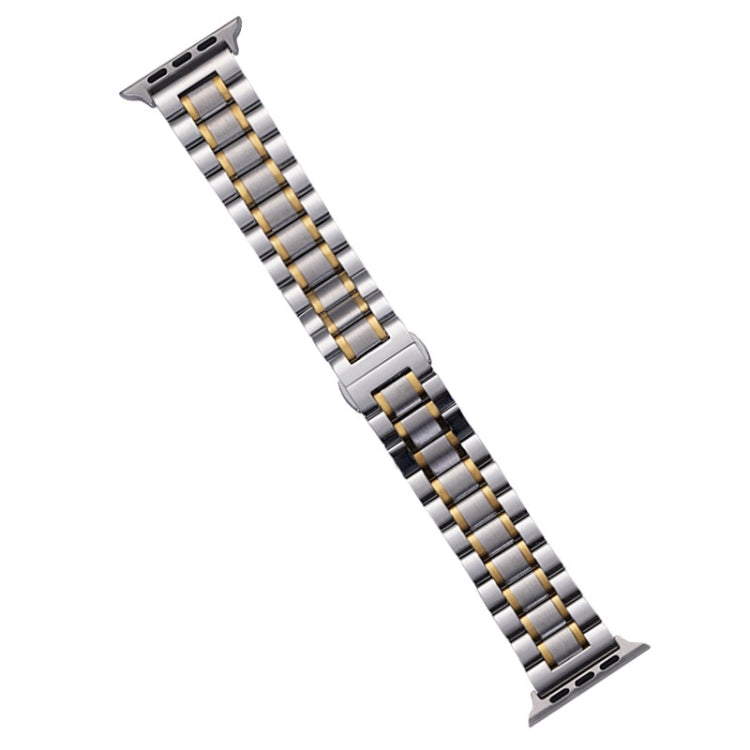 For Apple Watch Series 8 41mm Five-Beads Stainless Steel Watch Band(Silver Gold) - free shipping - PMC TechLife - Order now!