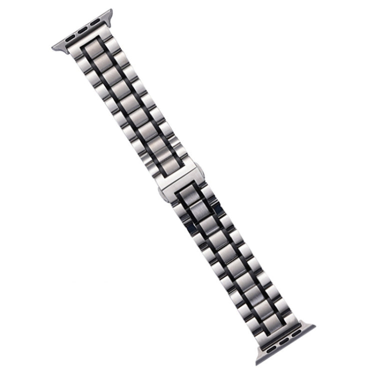 For Apple Watch Series 8 45mm Five-Beads Stainless Steel Watch Band(Silver Black) - free shipping - PMC TechLife - Order now!