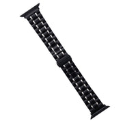 For Apple Watch Series 2 42mm Five-Beads Stainless Steel Watch Band(Black Silver)
