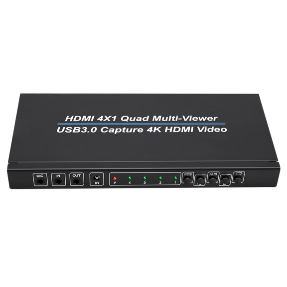 NK-941S 4K HDMI 4x1 Screen Splitter + USB3.0 Video Capture All In One Machine(Black)