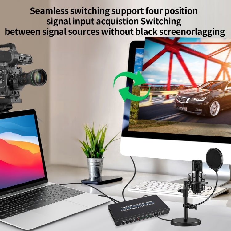 NK-941S 4K HDMI 4x1 Screen Splitter + USB3.0 Video Capture All In One Machine(Black) - Video Capture Solutions by PMC TechLife | Online Shopping South Africa | PMC TechLife | Buy Now Pay Later Mobicred