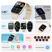 DM05 1.83 inch BT5.2 Smart Sport Watch, Support Sleep / Heart Rate / Blood Oxygen / Temperature / Heart Sugar/ Blood Pressure Health Monitor(Gold)