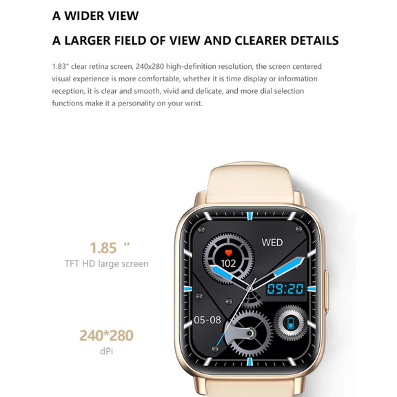 DM05 1.83 inch BT5.2 Smart Sport Watch, Support Sleep / Heart Rate / Blood Oxygen / Temperature / Heart Sugar/ Blood Pressure Health Monitor(Black)