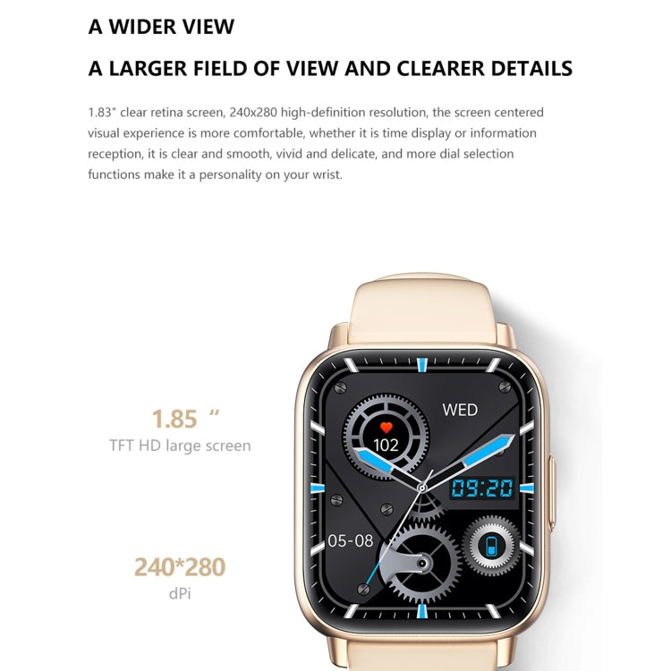 DM05 1.83 inch BT5.2 Smart Sport Watch, Support Sleep / Heart Rate / Blood Oxygen / Temperature / Heart Sugar/ Blood Pressure Health Monitor(Black)