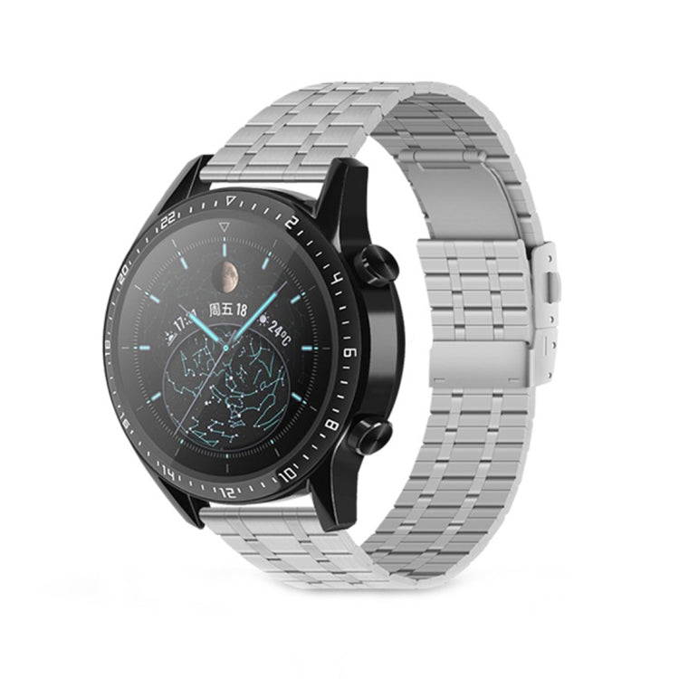 For Huawei Watch GT2 Pro 22mm Five-bead Steel Dual-press Buckle Watch Band(Silver) - Watch Bands by PMC TechLife | Online Shopping South Africa | PMC TechLife