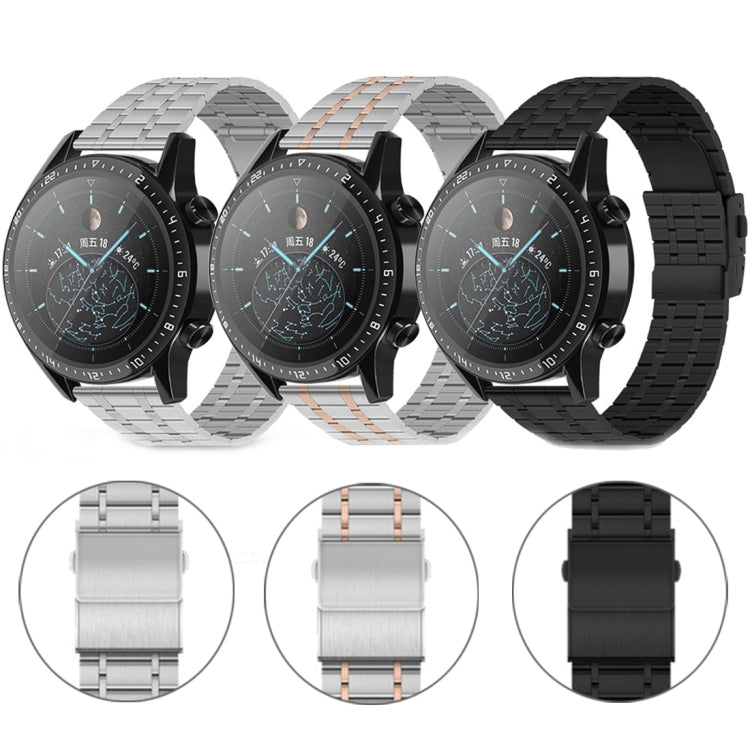 For Huawei Watch GT2 Pro 22mm Five-bead Steel Dual-press Buckle Watch Band(Silver)