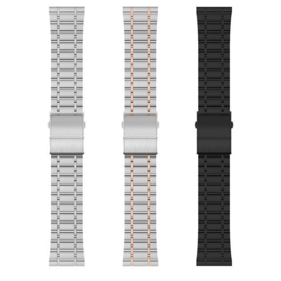 For Huawei Watch GT2 Pro 22mm Five-bead Steel Dual-press Buckle Watch Band(Silver Rose Gold)