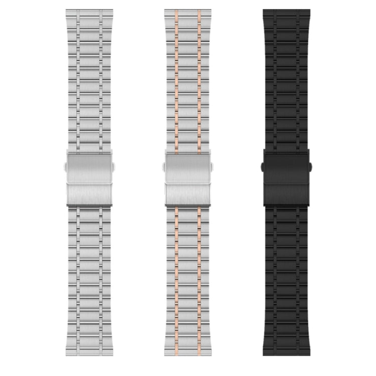 For Huawei Watch GT2 Pro 22mm Five-bead Steel Dual-press Buckle Watch Band(Silver Rose Gold)