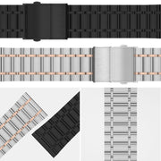 For Huawei Watch GT2 Pro 22mm Five-bead Steel Dual-press Buckle Watch Band(Silver Rose Gold)