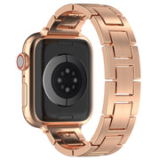 For Apple Watch SE 2023 40mm H Slim Stainless Steel Watch Band(Rose Gold)