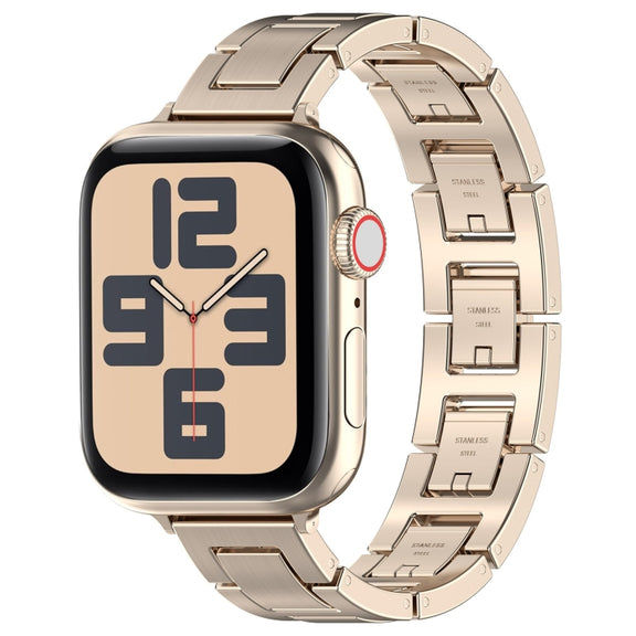 For Apple Watch SE 2023 40mm H Slim Stainless Steel Watch Band(Starlight)