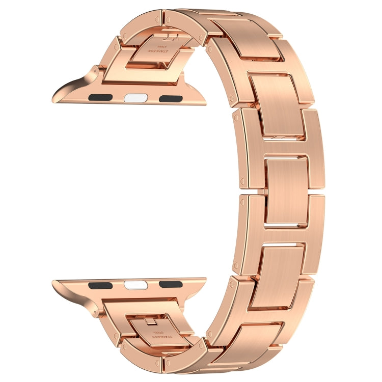 For Apple Watch Series 9 41mm H Slim Stainless Steel Watch Band(Rose Gold) - Watch Bands by PMC TechLife | Online Shopping South Africa | PMC TechLife