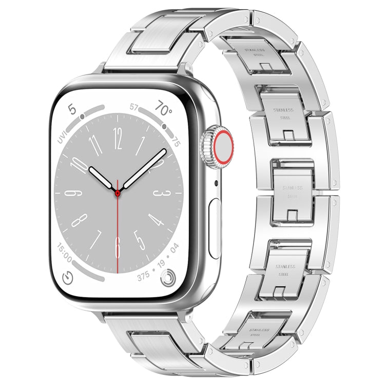 For Apple Watch Series 9 41mm H Slim Stainless Steel Watch Band(Silver) - Watch Bands by PMC TechLife | Online Shopping South Africa | PMC TechLife