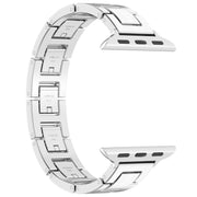 For Apple Watch Series 9 41mm H Slim Stainless Steel Watch Band(Silver)