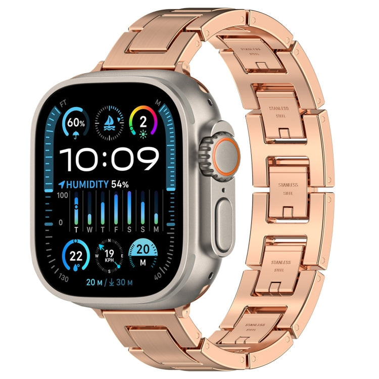 For Apple Watch Ultra 49mm H Slim Stainless Steel Watch Band(Rose Gold) - free shipping - PMC TechLife - Order now!