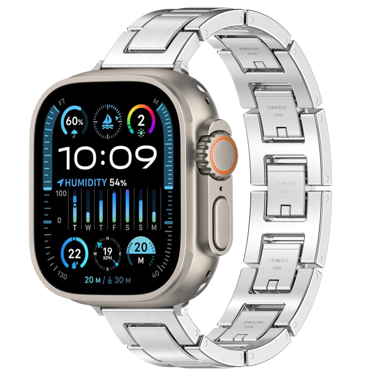 For Apple Watch Ultra 49mm H Slim Stainless Steel Watch Band(Silver) - Watch Bands by PMC TechLife | Online Shopping South Africa | PMC TechLife
