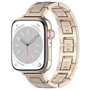 For Apple Watch Series 8 45mm H Slim Stainless Steel Watch Band(Starlight)