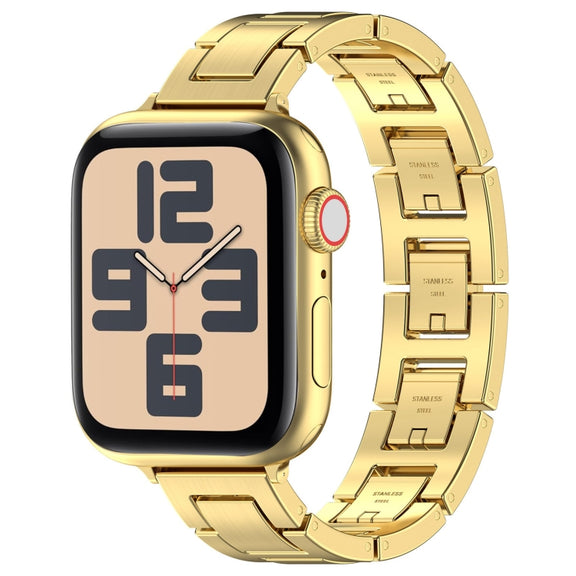 For Apple Watch SE 40mm H Slim Stainless Steel Watch Band(Gold)