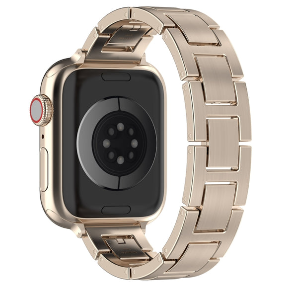 For Apple Watch SE 40mm H Slim Stainless Steel Watch Band(Starlight)