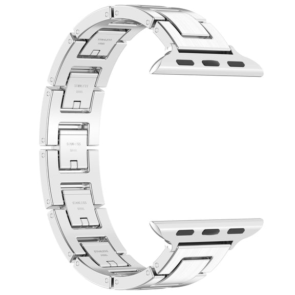 For Apple Watch Series 6 44mm H Slim Stainless Steel Watch Band(Silver)